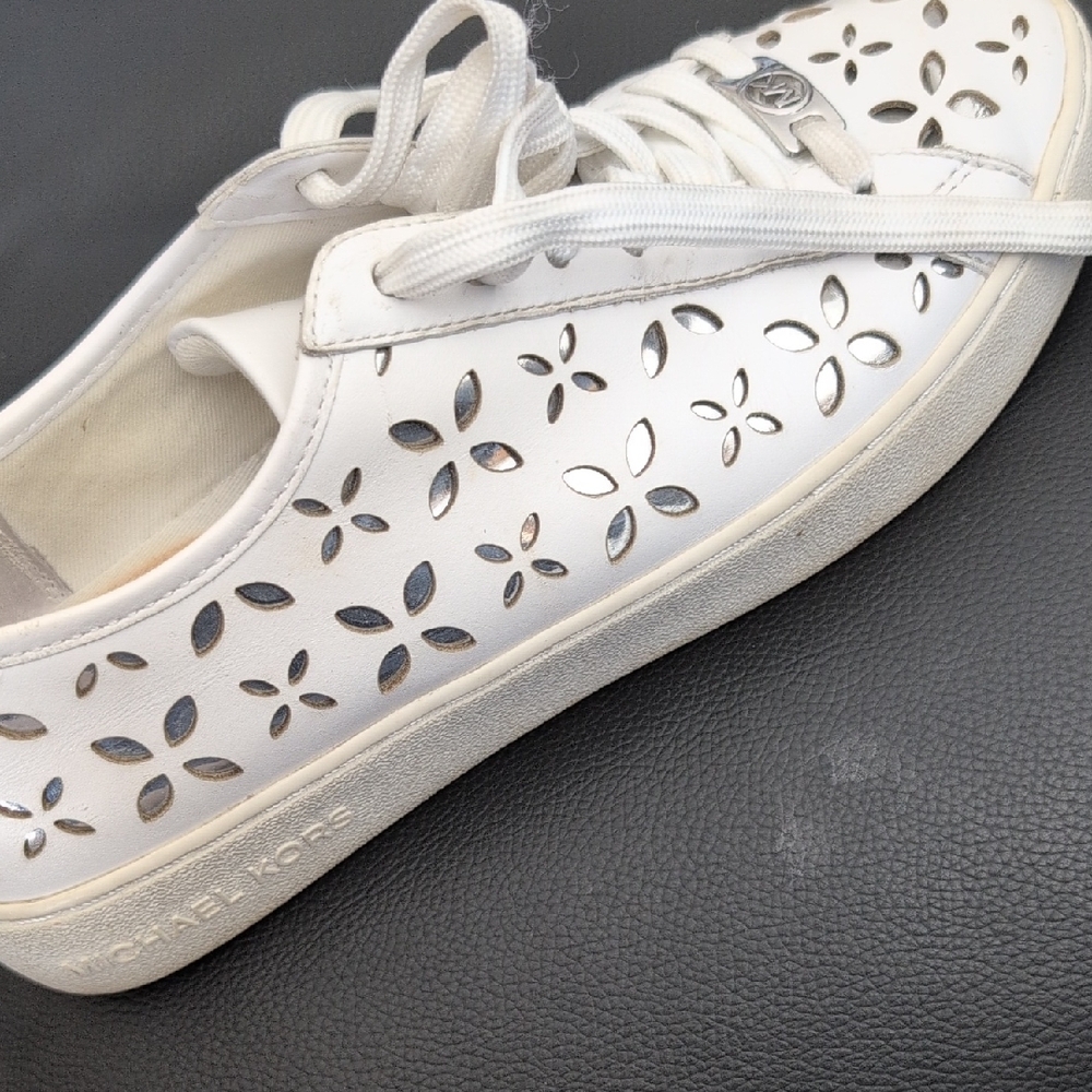 Michael Kors White Floral Cutout Sneakers